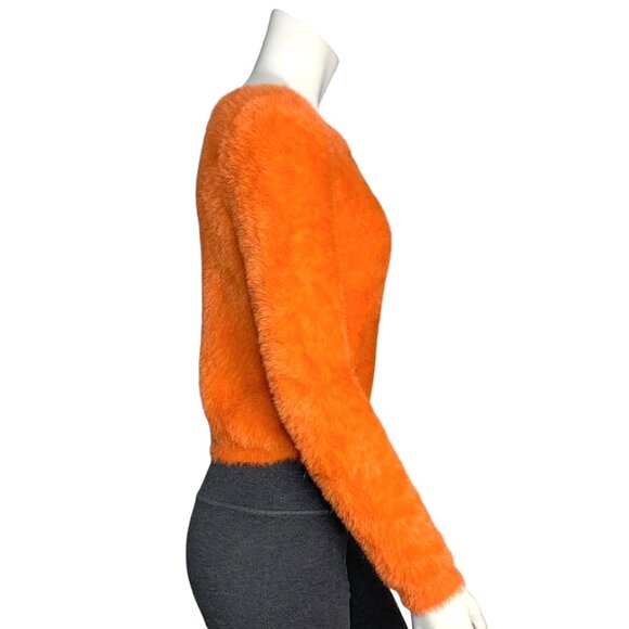 Y2K STYLE FUZZY ORANGE SWEATER - Picture 2 of 7